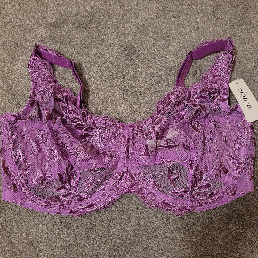 Soma Sensuous Lace Unlined Purple Bra